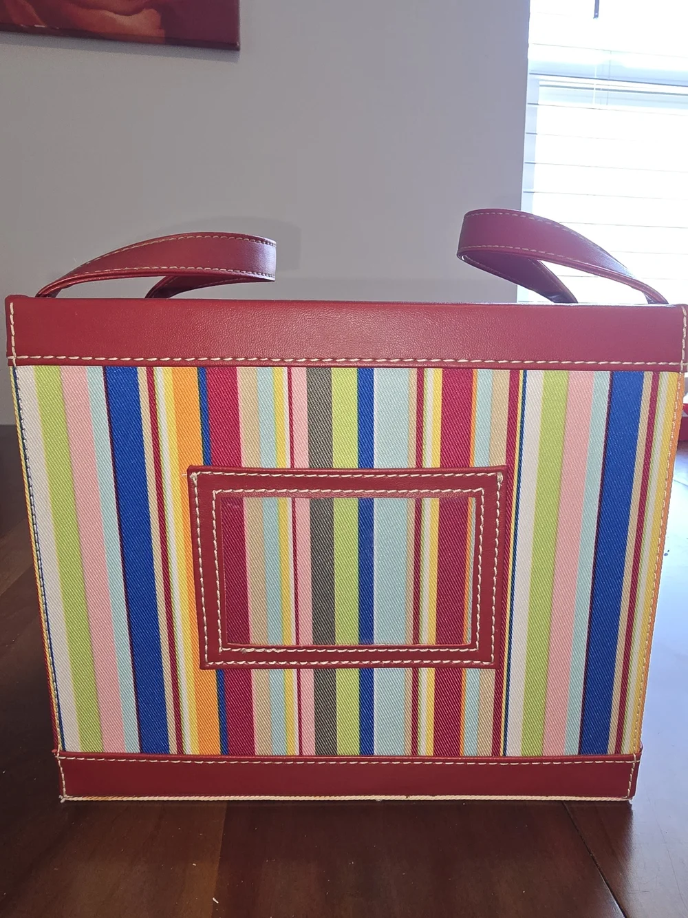 Striped Red Accent Storage Tote-Home Storage & Organization, Excellent Condition